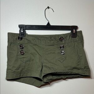 Express Olive Green Button-Accent Women Shorts